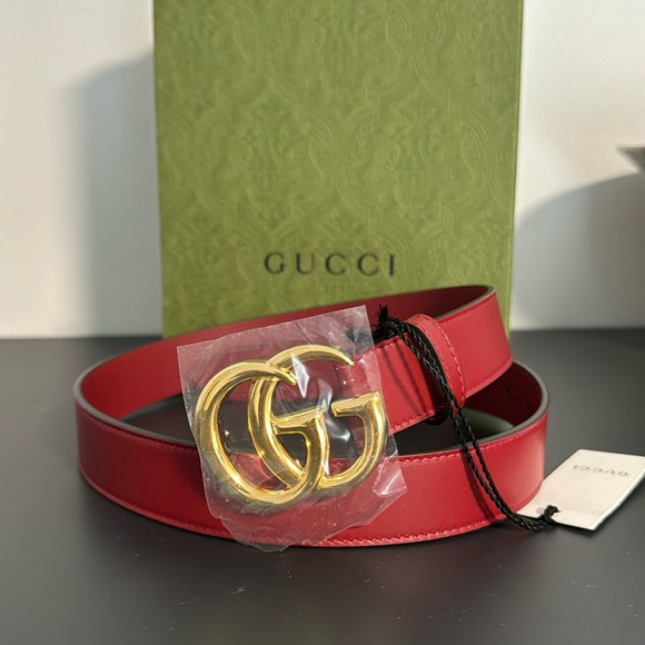 Gucci Accessories - Gucci Marmont G Belt red